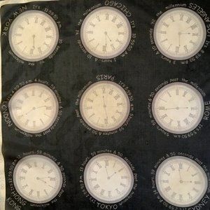Y2K Millennium Scarf Clock Faces Around the World Black Tan 01-01-00